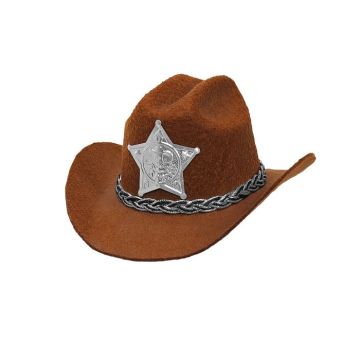 Brown mini sheriff cowboy hat