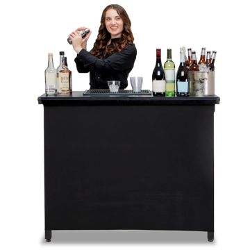 Mobil bar sort cocktail bar inkl. taske transportabel - 115x100 cm