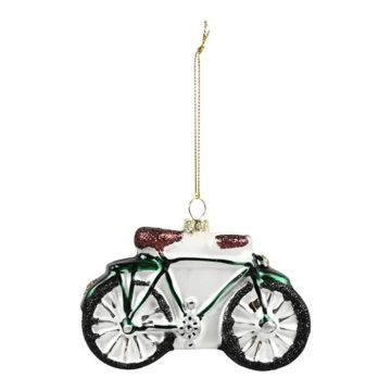 Glitter bicycle with gold string for hanging Det Gamle Apotek