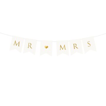 Mr Mrs Garland White And Gold - 85 cm