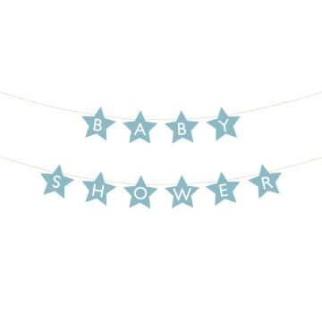 Light Blue Baby Shower Star Garland - 290x16.5 cm