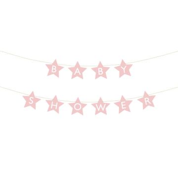 Pink baby shower star garland - 290x16.5 cm