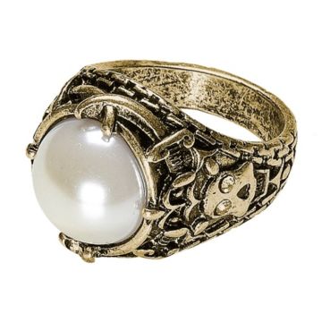 Guldring med hvid perle 