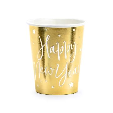 Happy New Year Cups in Gold 6x - 220 ml