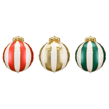 Julekugle folieballon 3x - 42x46cm