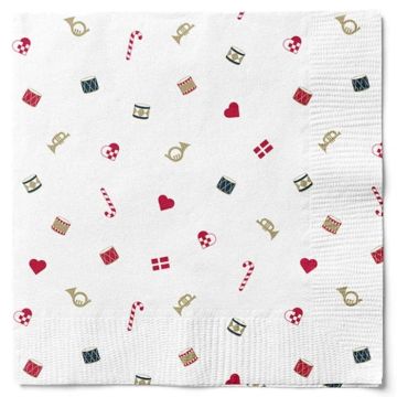 Servietter med julemotiver hvid - 33x33 cm