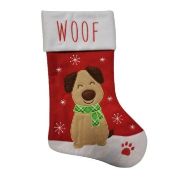Christmas stocking with a brown dog 40x26 cm The Old Pharmacy 