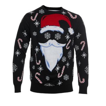 Julesweater med julemand sort Julesweater med julemand sort