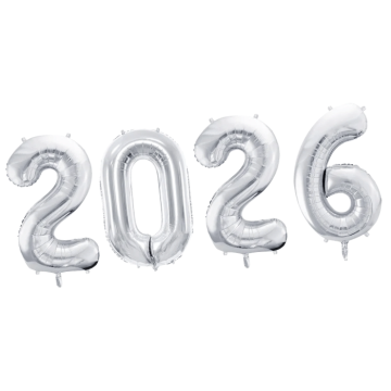 2026 foil balloon silver - 35 cm