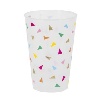 Reusable plastic cup with triangular flags 475ml