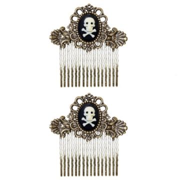 Skull Design Hair Comb 2x 