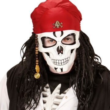 Pirate skeleton mask with red bandana 