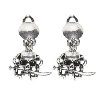 Pirate earrings with silver skull 2x