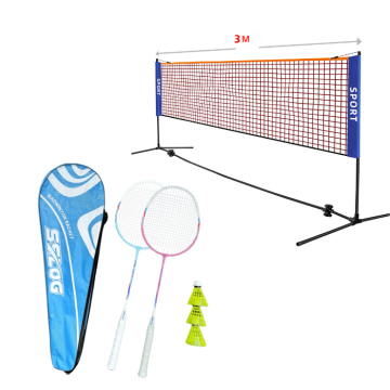 Badminton set with net, 2 rackets and 3 shuttlecocks