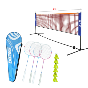 Badminton set with net, 4 rackets and 6 balls