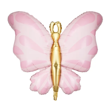 Pink butterfly foil balloon - 69x69 cm