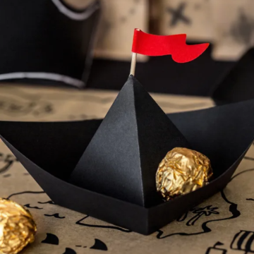 Black Pirate Ship Snack Baskets 6x - 19x10x14 cm