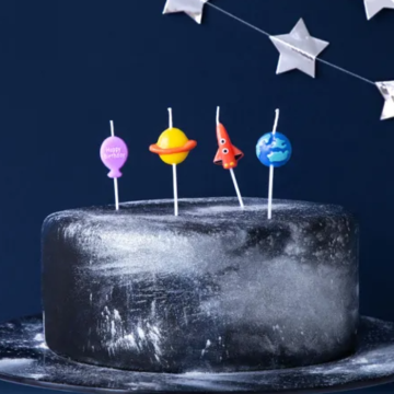 Birthday candles with space motif 4x - 2-3 cm