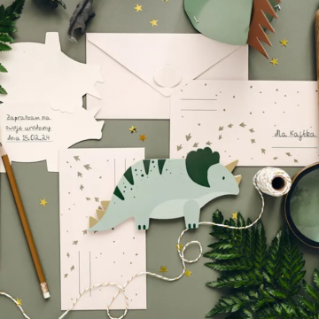 Dinosaur design invitation cards 6x - 18x9 cm