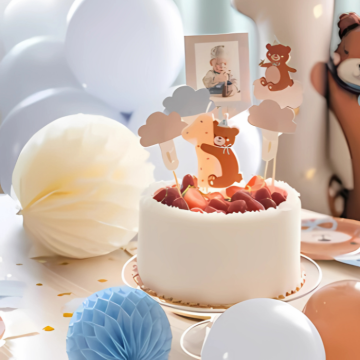 Bear cake candle 1 year - 7 cm