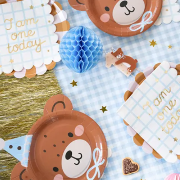 Teddy Bear Paper Plates 6x - 21x23 cm
