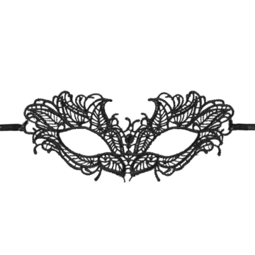 Black lace carnival eye mask - 21 cm