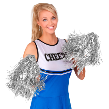 Silver pom pom set 2x