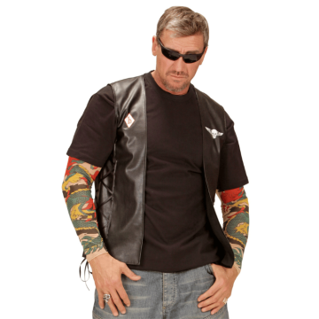 Biker leather vest with back patch