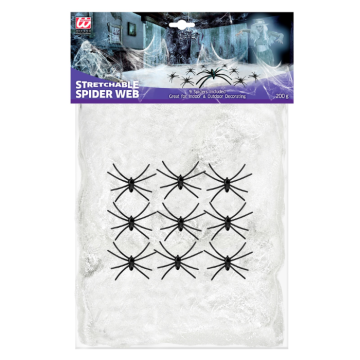 White spider web with 9 spiders 200g