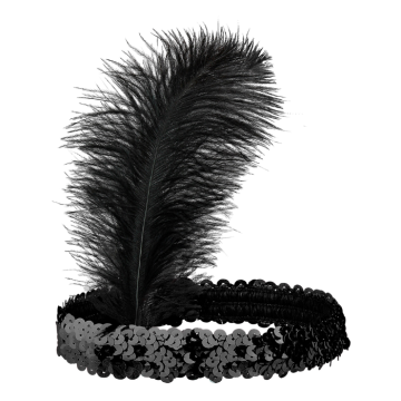 Black headband with sequins and feathers