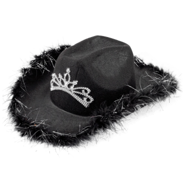 Black cowboy hat with tiara