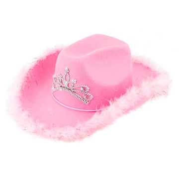 Pink cowboy hat with tiara