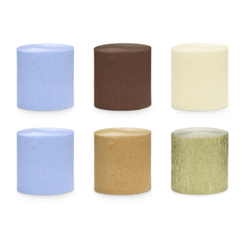 Crepe Streamer brun/blå mix 6x - 10 meter