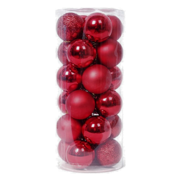 Dark red Christmas baubles 24x - 6 cm