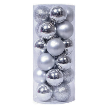 Silver Christmas baubles 24x - 6 cm