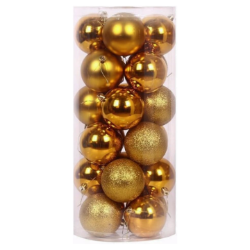 Gold Christmas baubles 24x - 6 cm
