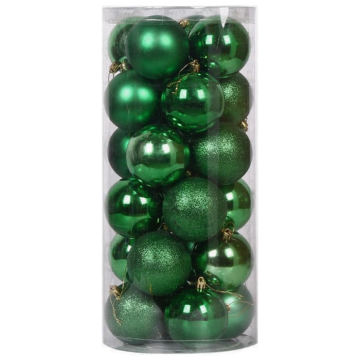 Dark Green Christmas Ornaments 24x - 6 cm