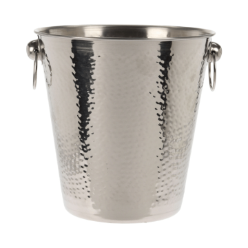 Champagnekøler m. håndtag hammeret stål - 21x21 cm