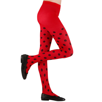 Red tights with black polka dots for children