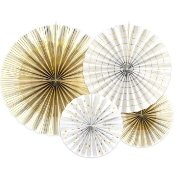 Store Hvid & Guld Rosetter 4x