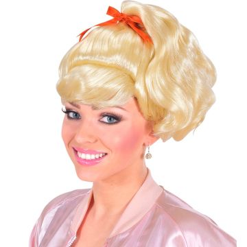 Blonde styled wig with bow