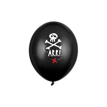 Black balloon with white pirate motif 6x - 30 cm