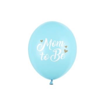 Light Blue baby shower balloons with white text 6x - Ø 30 cm