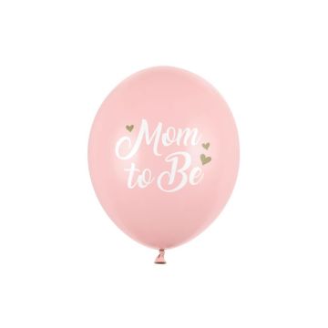 Pink baby shower balloons with white writing 6x - Ø 30 cm