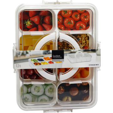 Serveringsbakke med 8 rum og låg 310x235x65 mm