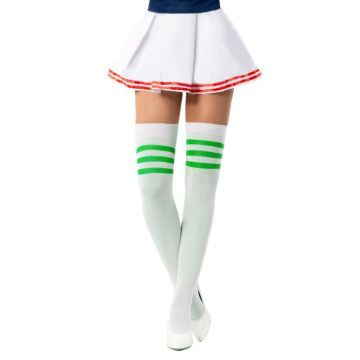 Cheerleader knee socks one-size white and green