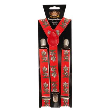 Suspenders with edelweiss flower patterns one-size unisex