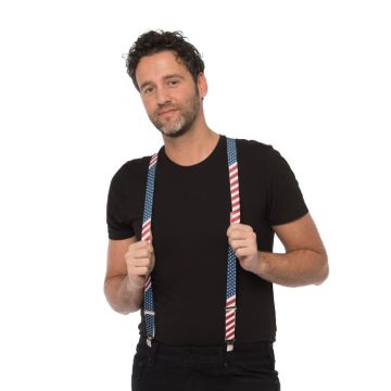 USA flag suspenders one-size unisex