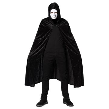 Black cape with hood velvet one-size unisex