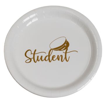 Paper Plates with Student Motif Gold 8x - 23 cm
